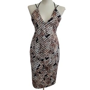 Missguided Snake Print V-neck Strappy Dress